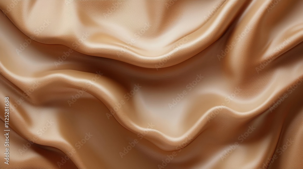 Fototapeta premium mocha mousse color 2025,Soft fabric draping in gentle waves and folds, showcasing elegant texture and depth under natural light
