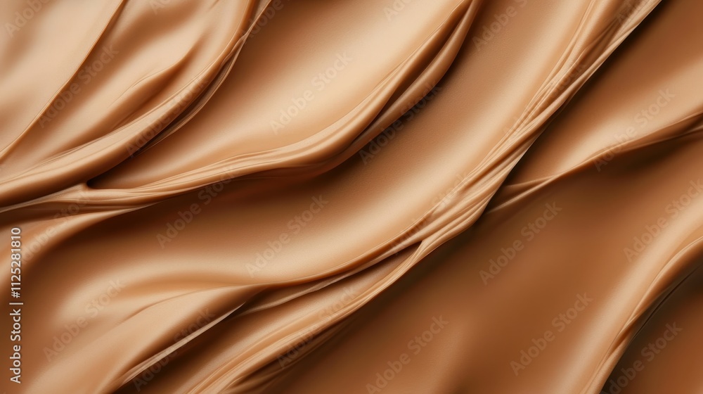 Fototapeta premium mocha mousse color 2025,Satin fabric draped elegantly showcasing rich, warm tones and soft textures in natural light