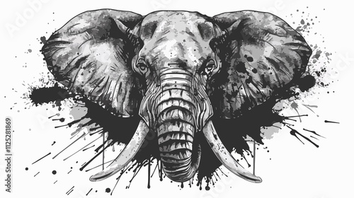 Detailed hand-drawn elephant sketch in doodle style for vector illustration photo