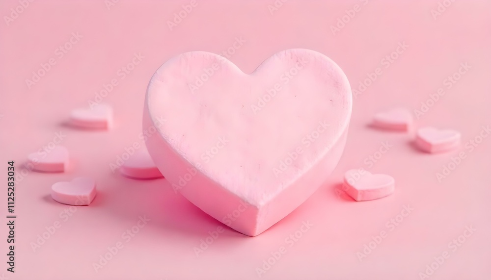 Fototapeta premium Fluffy heart-shaped marshmallow for sweet themes