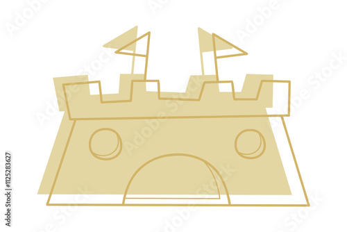 Sand castle doodle color. Clip art for your projects.