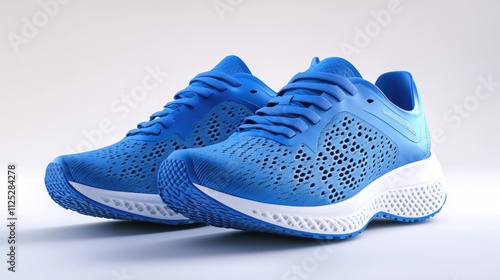 Blue Athletic Sneakers on a White Background