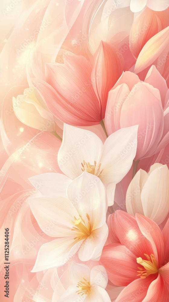 A vibrant, soft-focus image featuring an array of delicate pink and white flowers, creating a serene and elegant floral backdrop. A vibrant, soft-focus image featuring an array of delicate pink and white flowers, creating a serene and elegant floral backdrop.