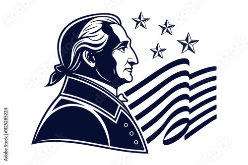 patriotic american revolution soldier with stars and stripes