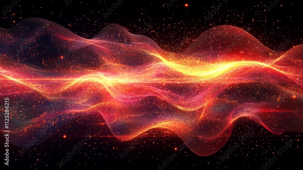 Obraz premium a red and yellow wave on a black background