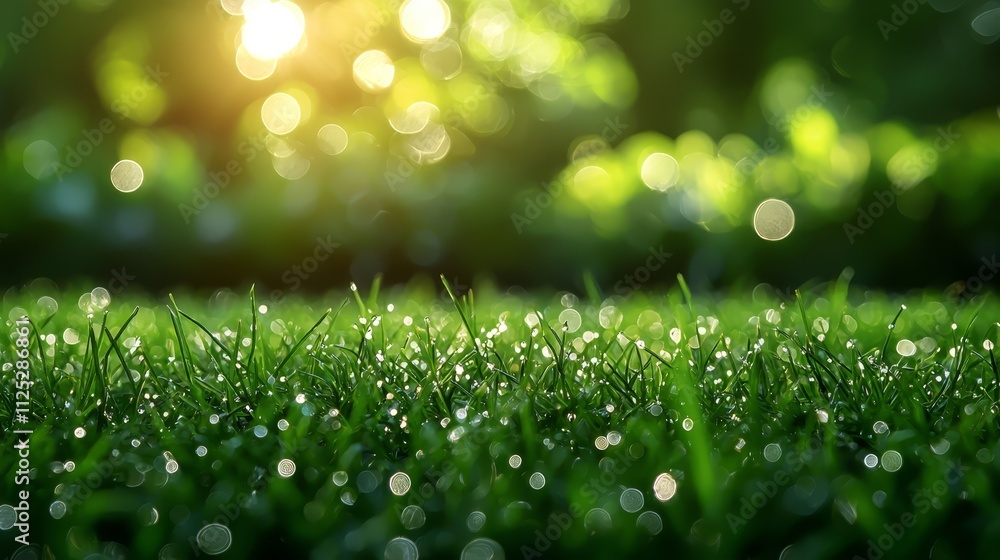 a close up of a green grass with water droplets on it a close up of a green grass with water droplets on it