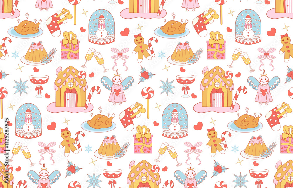 Fototapeta premium Christmas seamless pattern vector illustration