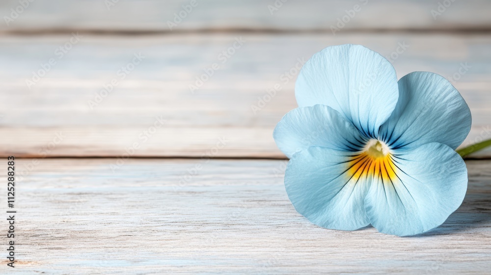 Obraz premium A single blue flower sitting on top of a wooden table