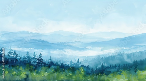 Delicate watercolor abstract background in soft sky blue and pale yellow for a serene spring morning