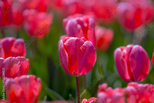 Flowers background. Spring blossom concept. Tulip flowers. Design for Valentines Day, Easter. Spring banner. photo