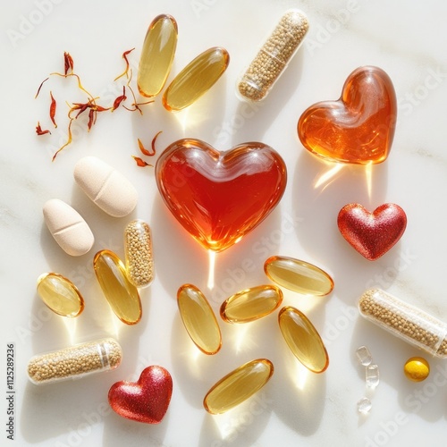 Heart Health Supplements with Saffron and Capsules