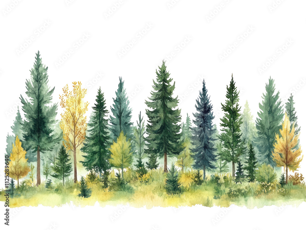 Obraz premium Lush Forest Landscape with Vibrant Green Trees