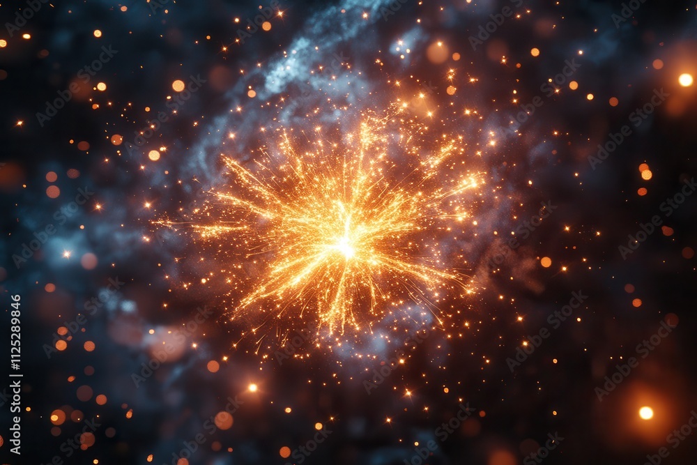 Fototapeta premium A vibrant cosmic explosion representing stellar phenomena and energy in space.