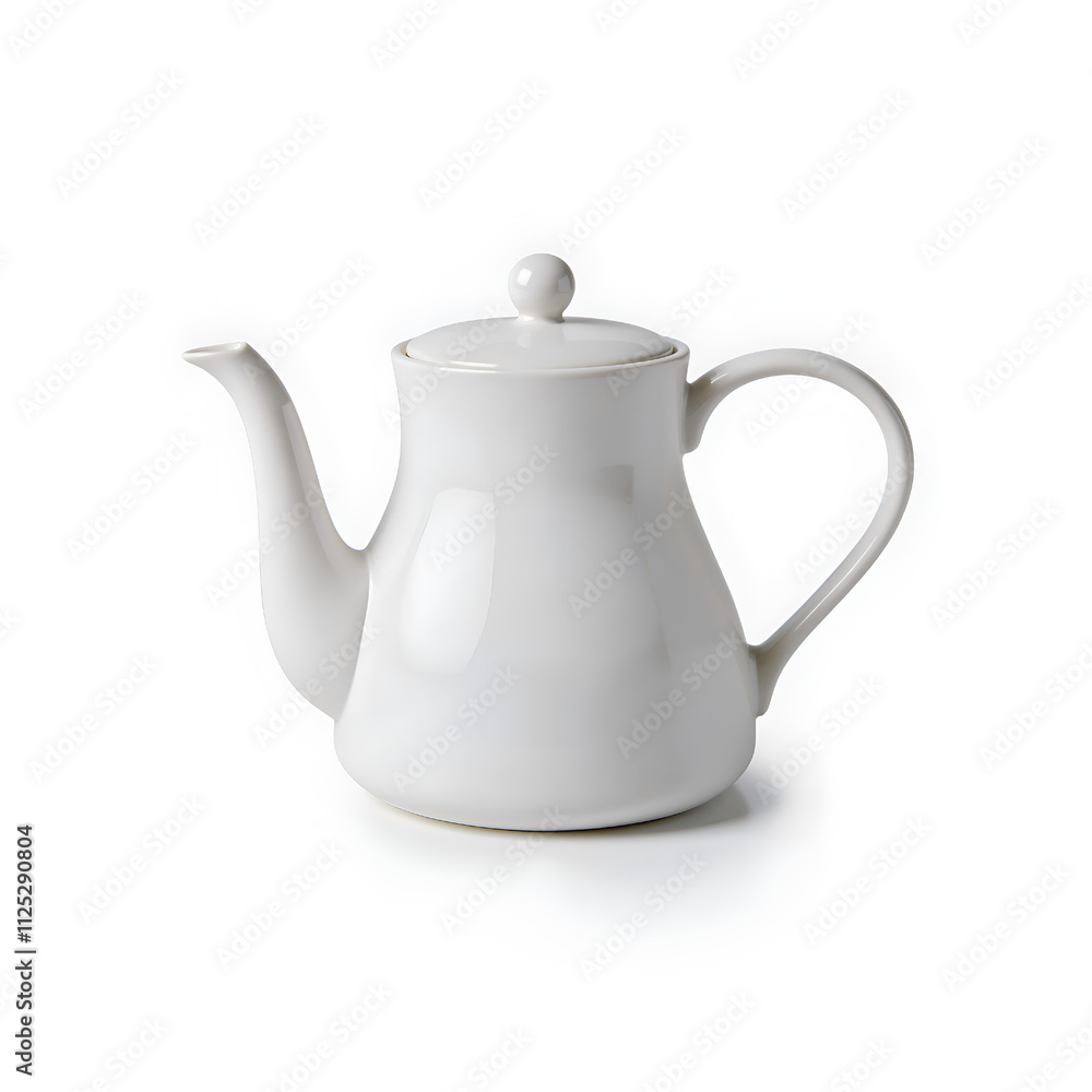 Minimalistic white teapot with smooth curves and elegant design, photography of still life concept. Minimalistic white teapot with smooth curves and elegant design, photography of still life concept.