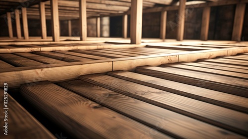 A photo of a detailed shot of floor joists photo