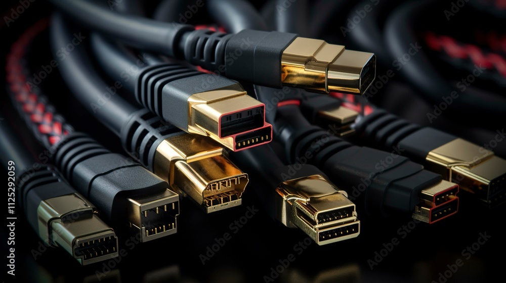 A photo of a detailed shot of HDMI cables A photo of a detailed shot of HDMI cables