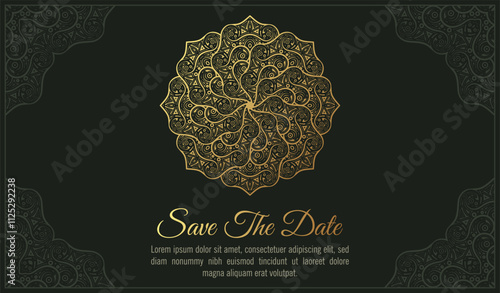 Mandala style luxury dark wedding invitation