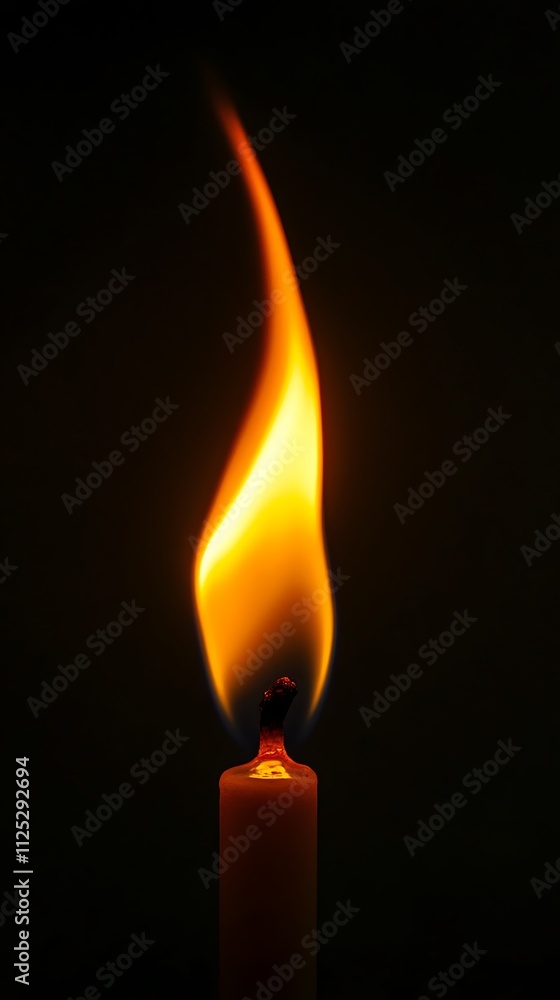 A close-up shot of a single flame burning over a black backdrop. A close-up shot of a single flame burning over a black backdrop.