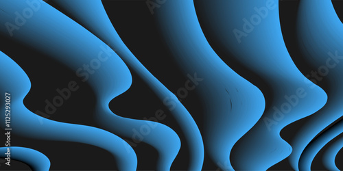 Abstract background of voluminous wavy lines. Blue waves template for creative design