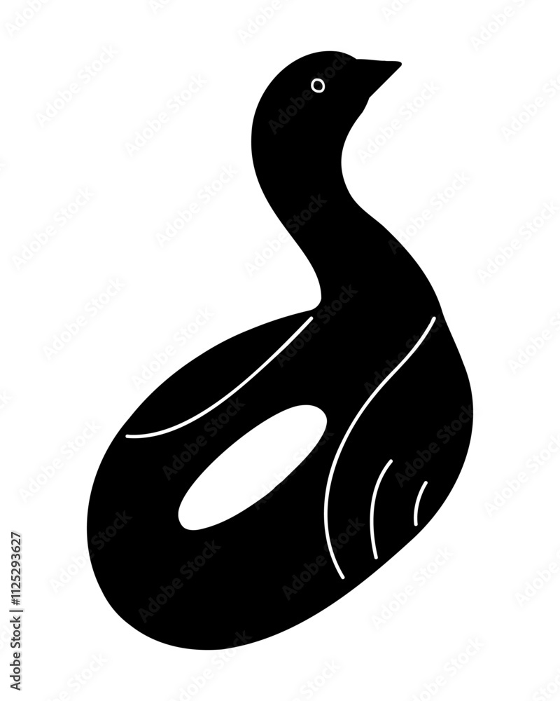 Inflatable ring in black and white colors in the shape of a swan. Doodle clip art for your projects. Inflatable ring in black and white colors in the shape of a swan. Doodle clip art for your projects.