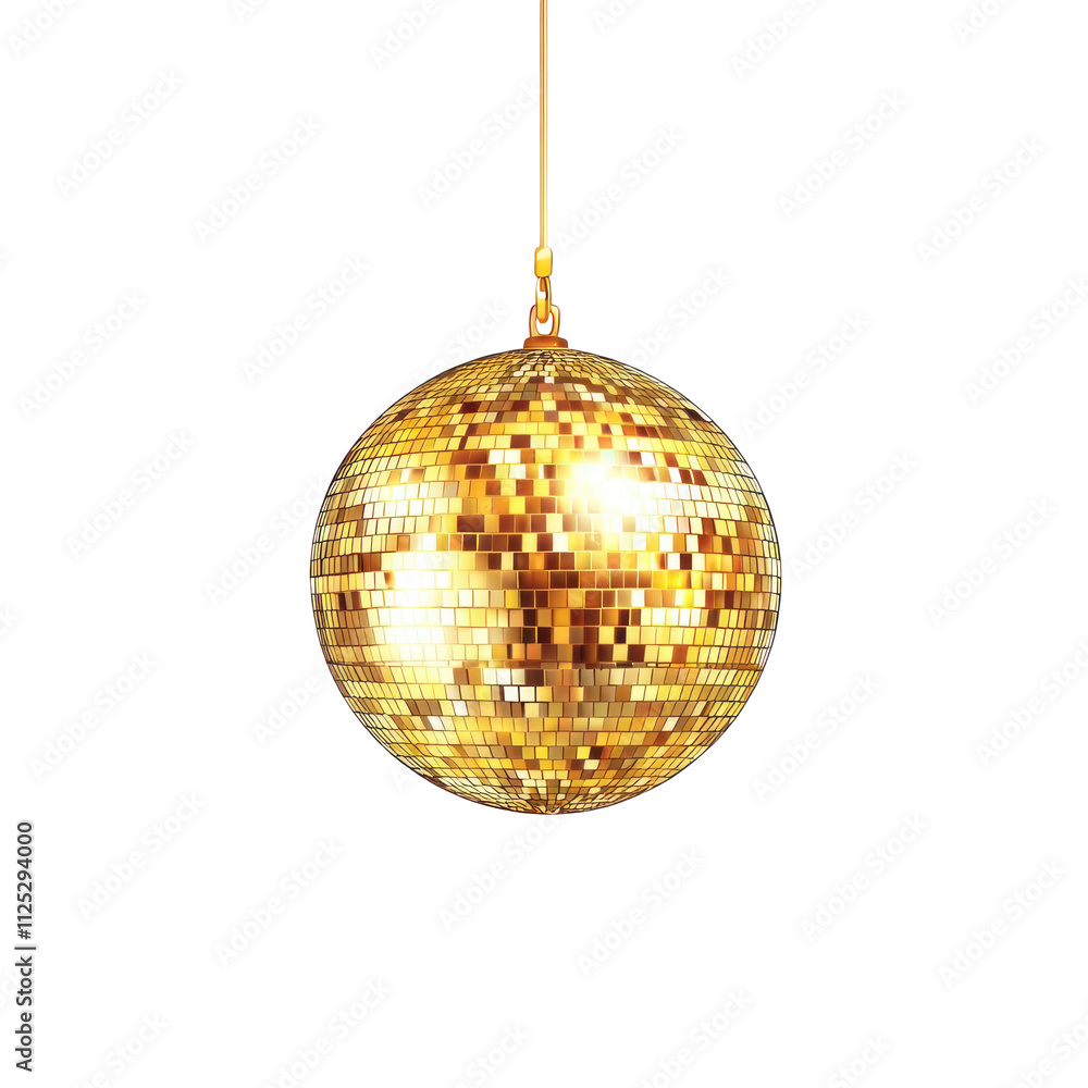 Obraz premium Shiny Gold Disco Ball Hanging Decor