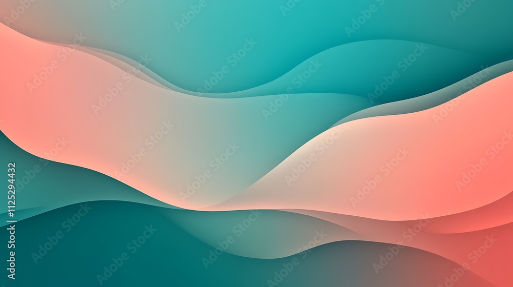 Fototapeta premium Abstract Teal and Coral Wave Background Design