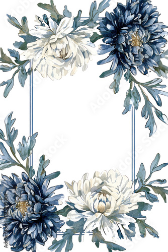 Elegant Floral Frame in Soft Blue and White Tones