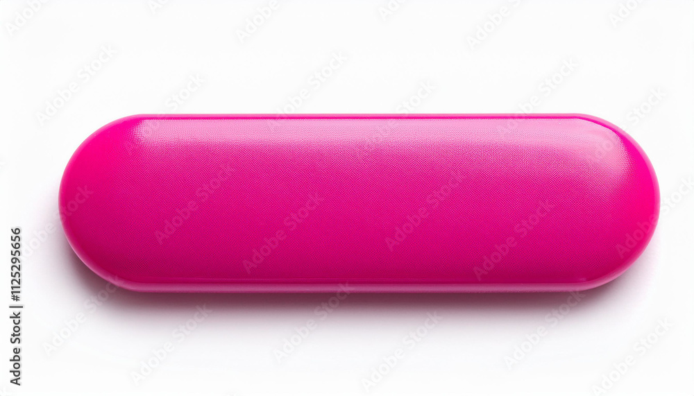 Rectangle pink button isolated on white backdrop. Close-up. Rectangle pink button isolated on white backdrop. Close-up.