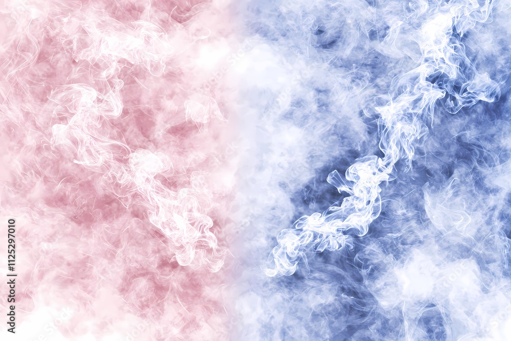Colorful Smoke Swirls in Red and Blue Shades on White Background Colorful Smoke Swirls in Red and Blue Shades on White Background