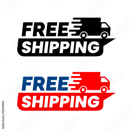 Free delivery shipping icon, home express deliver service vector label with fast car truck. Free shipping delivery badge for mail courier or parcel shipment cargo and food delivery service symbol.