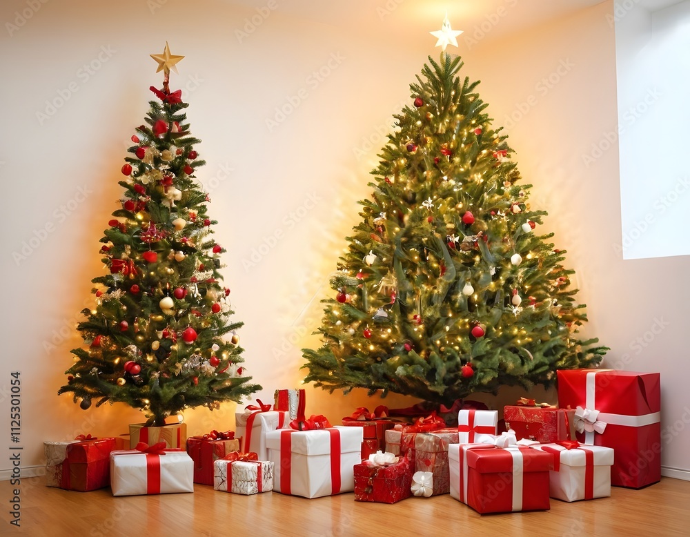 Christmas tree and gifts in the modern decorated living room with day light decorated room Christmas celebration day Christmas tree and gifts in the modern decorated living room with day light decorated room Christmas celebration day