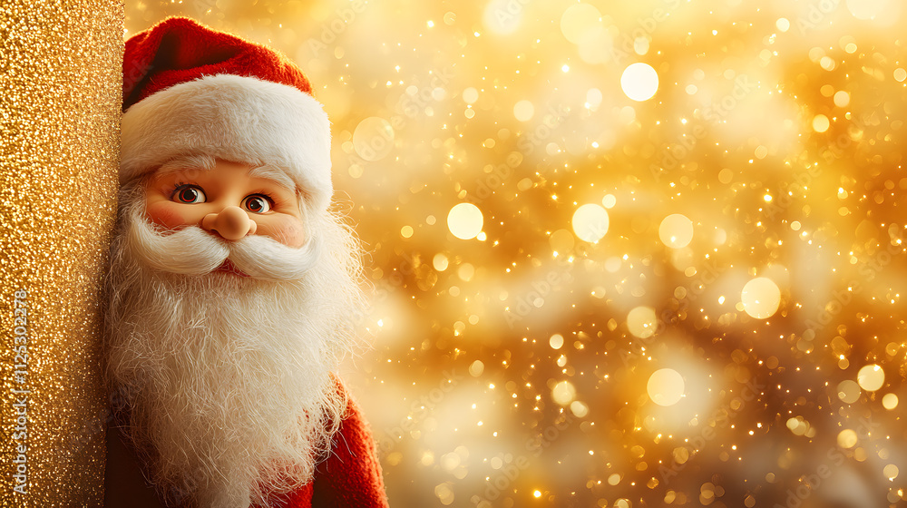 Funny Christmas background of a Santa Claus doll peek Funny Christmas background of a Santa Claus doll peek