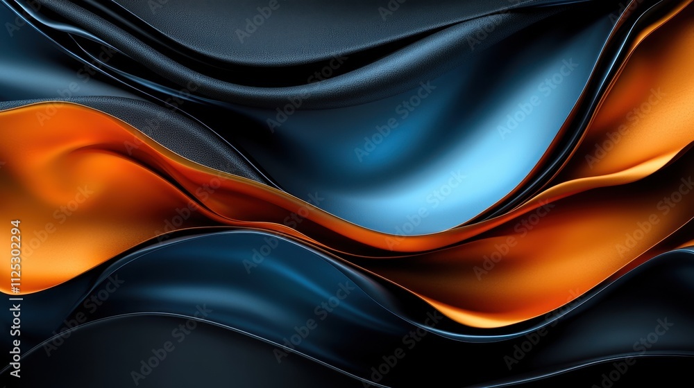 Fototapeta premium A long, curvy piece of fabric with blue and orange stripes