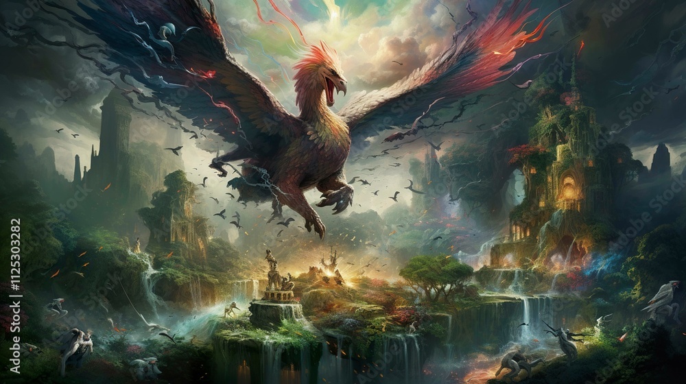 Fototapeta premium A photo of a fantasy oil painting with mythical