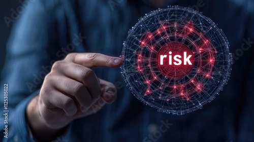 Analyzing risk factors in business strategies corporate office infographic digital environment close-up view risk management strategies