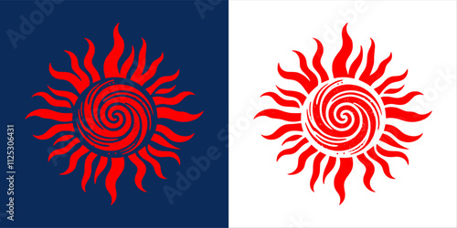 icon logo of sun - grunge style (artwork 7)