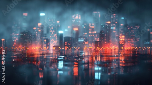 The abstract storm is a beautiful chaos. Lightning and rain combine to create a dramatic scene.