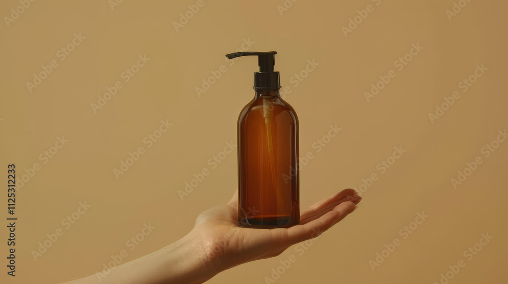hand holding a bottle of soap, empty soap bottle for mockup hand holding a bottle of soap, empty soap bottle for mockup
