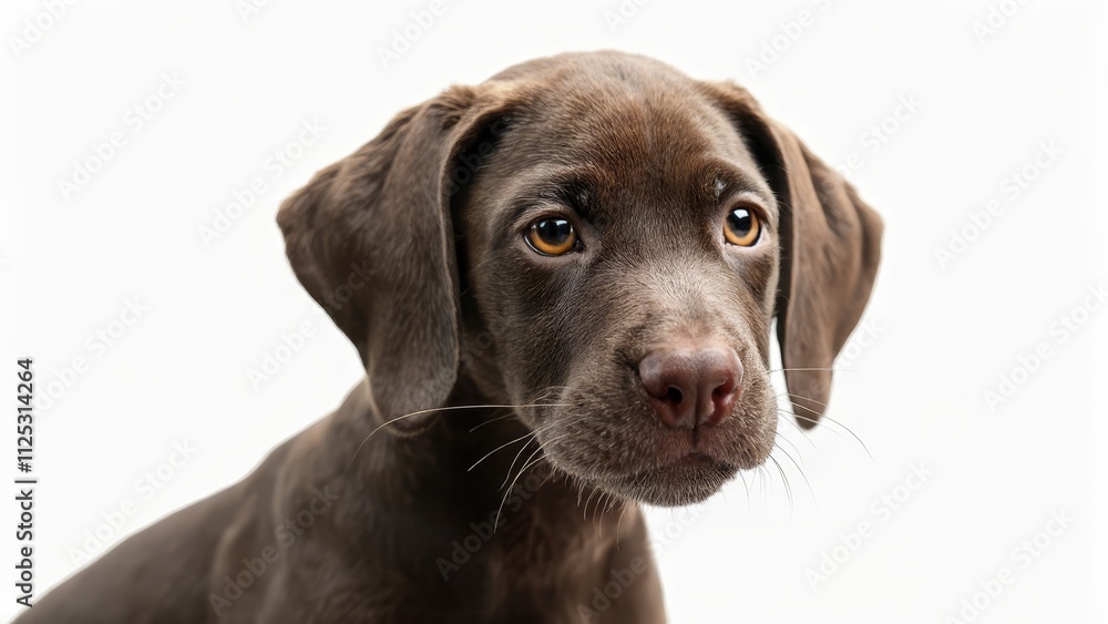 A brown dog looking at the camera with a white background A brown dog looking at the camera with a white background