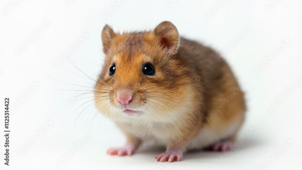A small brown and white hamster sitting on a white surface A small brown and white hamster sitting on a white surface