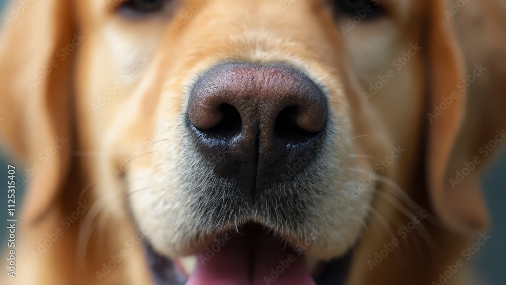 A close up of a dog's nose with its tongue out A close up of a dog's nose with its tongue out
