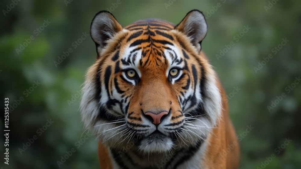A close up of a tiger's face in the woods A close up of a tiger's face in the woods