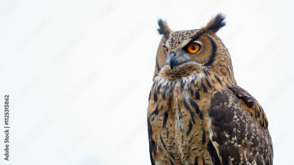 A brown and white owl sitting on top of a wooden post A brown and white owl sitting on top of a wooden post