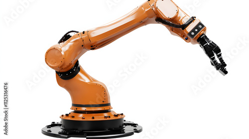 robotic arm performing precision tasks in a modern factory, symbolizing technological advancements in 2025, isolated on a white background photo