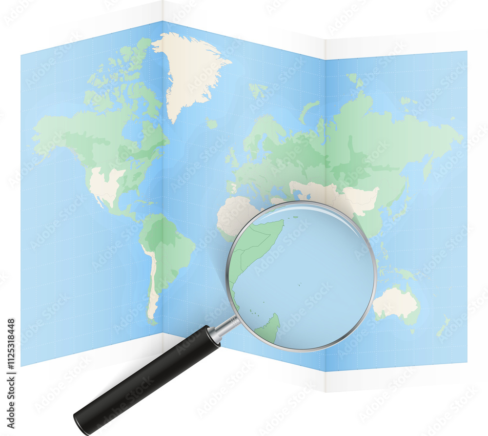 Magnified View of Seychelles on World Map Magnified View of Seychelles on World Map