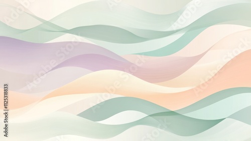 Soft flowing waves in pastel colors across a canvas. Generative AI