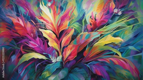 Vibrant, colorful abstract floral painting.