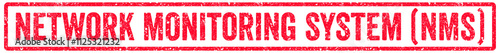 Network Monitoring System (NMS) Stamp Transparent Seal, Red Grunge Network Monitoring System (NMS) Word Rubber Stamp Seal