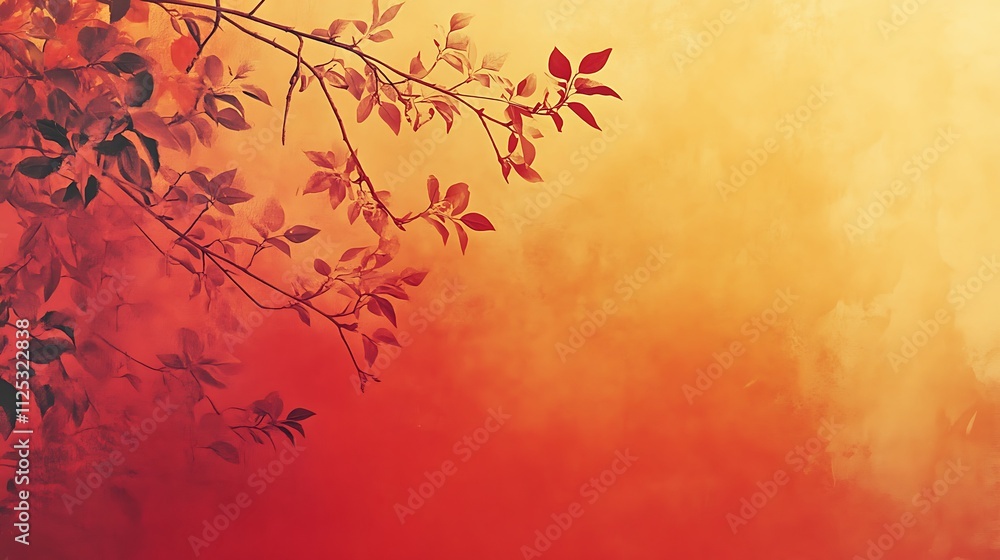 Autumnal Branches Against A Warm Colored Background Autumnal Branches Against A Warm Colored Background
