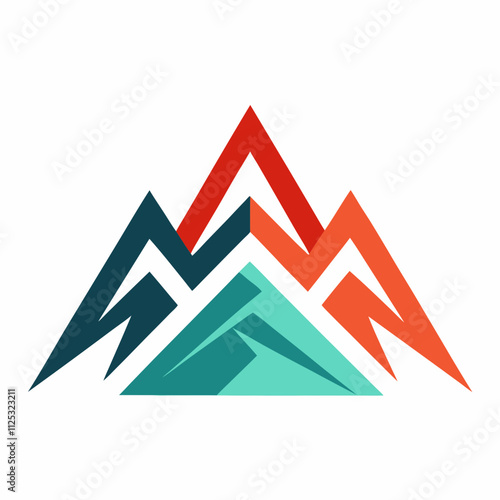 Geometric Mountain Logo: Modern Abstract Design with Bold Typeface